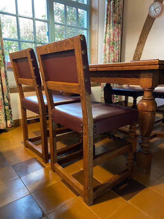 Image 1 of Conjunto de 6 sillas con mesa de comedor, estilo flamenco