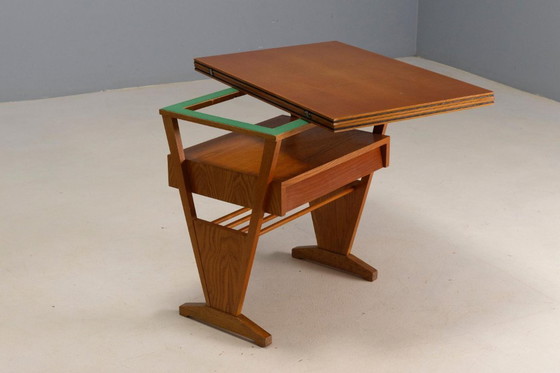 Image 1 of Coffee Table, Mid Century Folding Top Storage Drawer, 1960s–1970s, Czechoslovakia