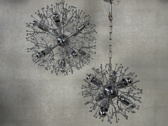 Image 1 of 2x Vintage Sputnik 'Dandelion' Pendant Lamp