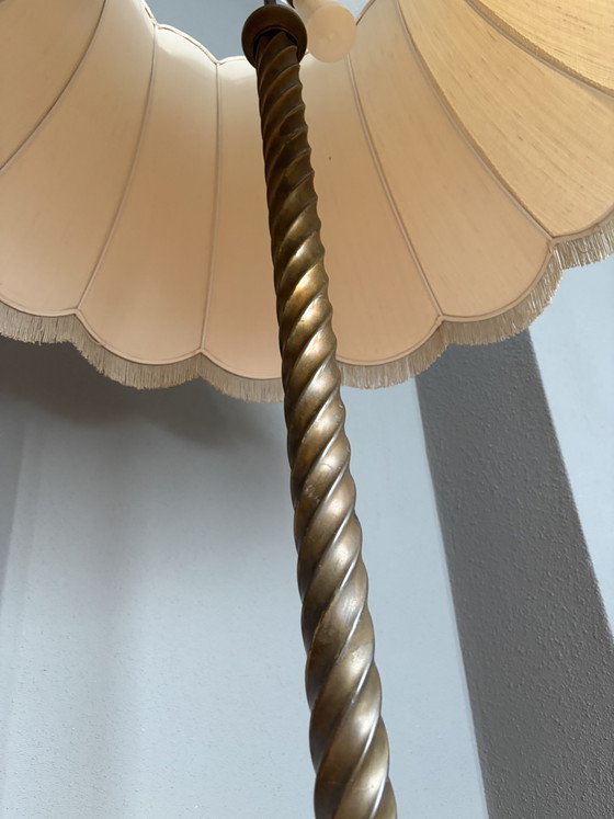 Vintage rope twist Floor light Hollywood Regency Italy – Textile, Brass (photo 8 of 8)