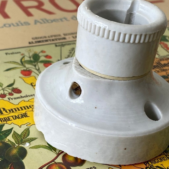 Image 1 of Antique wall sconce, straight ceiling light in ceramic or porcelain