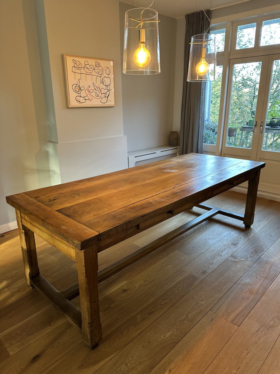 Image 1 of Table de monastère française ancienne en bois de cerisier