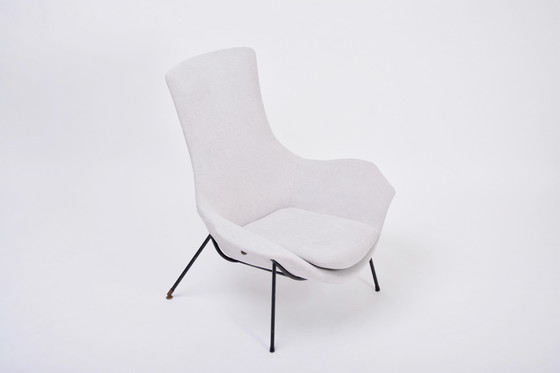 Image 1 of Chaise longue grise italienne du milieu du siècle par Augusto Bozzi pour Saporiti