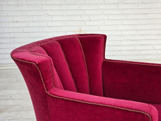 Años 60, Sillón Relax danés, Terciopelo de Mueble Rojo, Patas de Madera de Fresno. – Sillones, Velvet, Wood (photo 24 of 25)