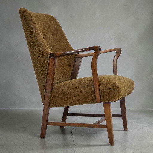 Dänischer Vintage-Sessel aus den 1960er Jahren, Möbelwolle, Buchenholz. – fauteuils, Textile, Wood