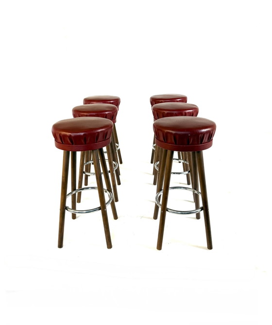 Image 1 of Ensemble de 6 tabourets de bar vintage des années 70