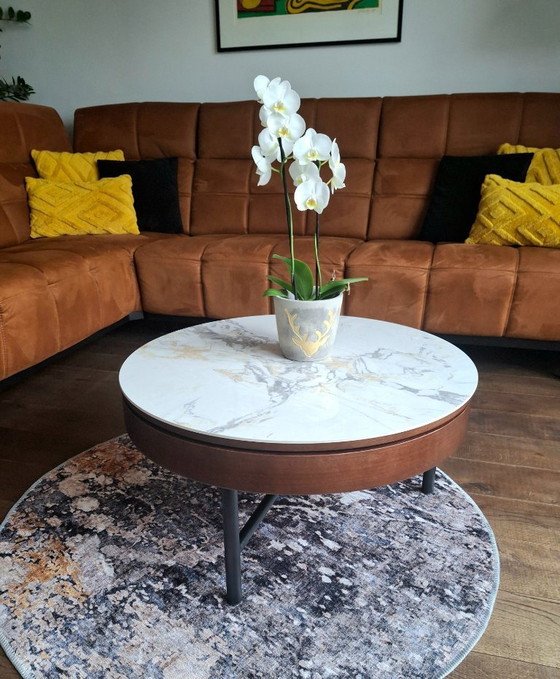 Image 1 of Mesa de centro redonda única con compartimento de almacenamiento, 80 cm, nueva