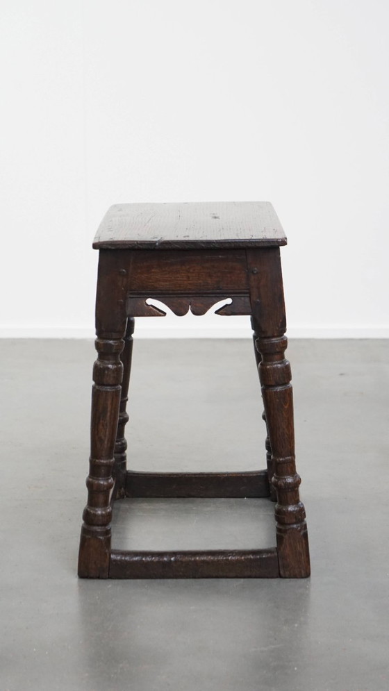Image 1 of Antique English oak joint stool/ stool/ side table from the 17th century