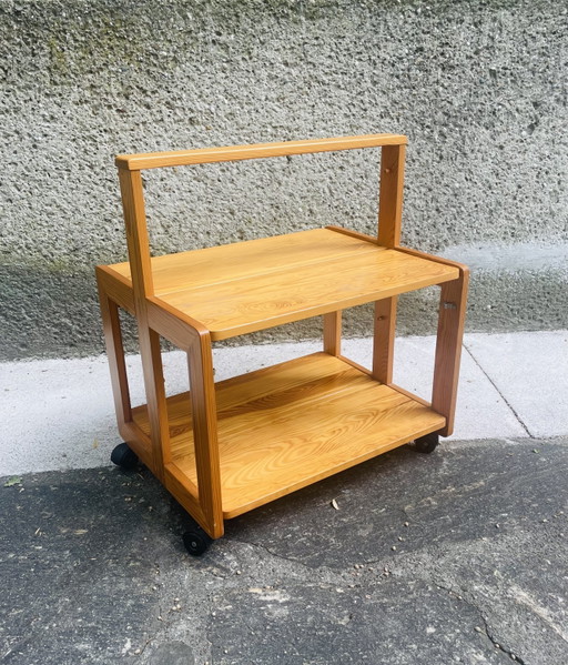 Vintage Scandinavian Folding Serving Trolley (1970s) – serveerwagens, Wood