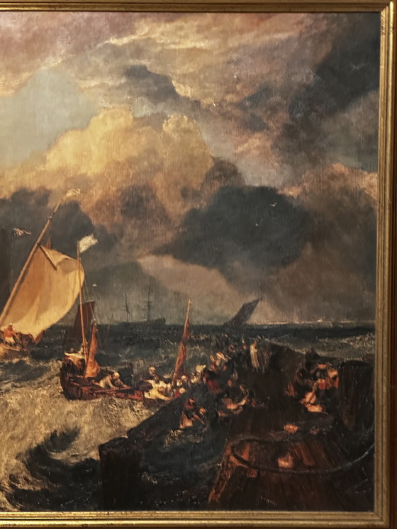 Image 1 of D'après J.M.W. Turner (1775-1851) - Jetée de Calais - Huile sur toile encadrée 104 x 81 cm