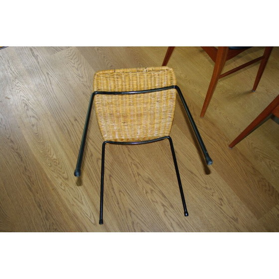 Image 1 of Basket stool in steel and wicker by Franco Legler