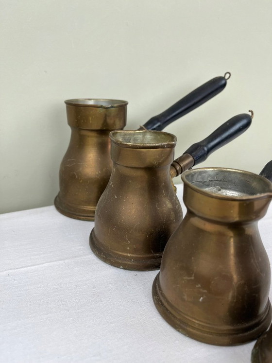 Ensemble de cezves / cafetières orientales vintage – Accessoires de cuisine, Bois, Laiton (photo 4 of 11)