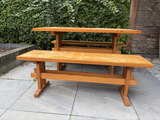 Set da pranzo vintage Wabi Sabi in pino stile Perriand anni Settanta – Wood (photo 2 of 8)