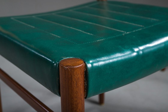 Image 1 of Eetkamerstoelen in botanisch groen veganistisch leer, jaren 70, set van 4