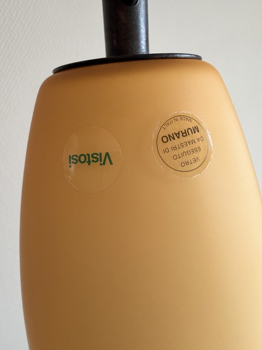 Lámpara de pie italiana vintage con pantalla de cristal de Murano – Vistosi