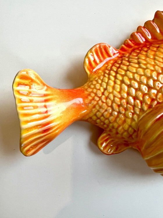 Image 1 of Italienische Fisch-Wandfigur aus Keramik. 20 cm. 1980er Jahre.