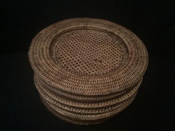 Image 1 of 8 PIATTI IN SETA FLAMANT IN RATTAN BURMA