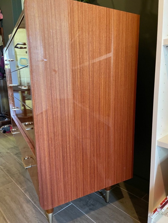 Image 1 of Commode Acajou Vintage 1960 - 4 tiroirs - Pieds Crayons