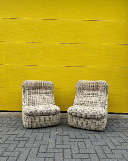 Set di poltrone lounge vintage - Intrecciato color crema/beige/marrone