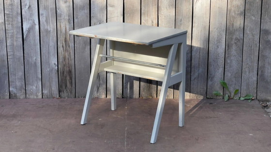 Vintage Adam Stegner desk (large stock), Wood, Grey, Mid Century Modern (photo 10 of 11)