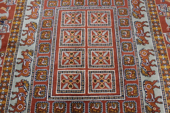 Image 1 of Original hand-knotted Indo carpet Pazyrik design wool carpet 200 x 200 cm