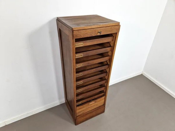 Vintage Large Oak Shutter Cabinet | 1930s, Sideboard cabinet, Brass, Brown (photo 3 of 11)