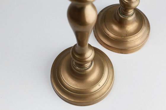 Image 1 of Satz von zwei antiken französischen Kupferleuchtern des 19.