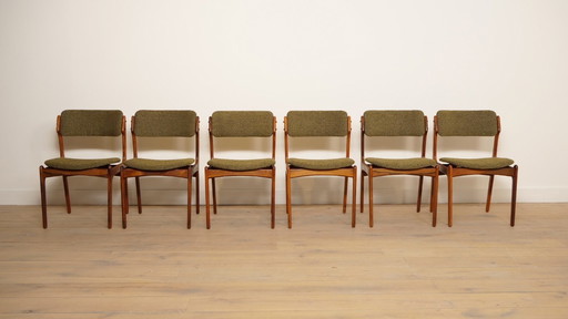 6 x eetkamerstoelen | Erik Buch | Model 49 | Teak | Opnieuw gestoffeerd