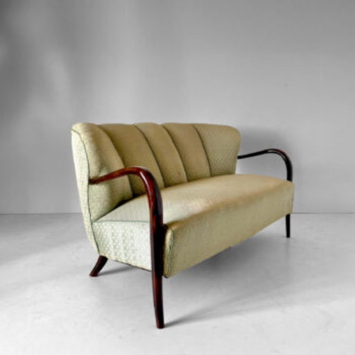 1x Art Deco tweezitsbank, toegeschreven aan Malatesta en Mason, Italië, jaren 1950