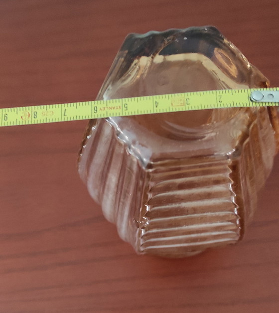 Image 1 of Set of 2 Vintage Art Deco Vases – Rosaline Pressed Glass – France, 1930s
