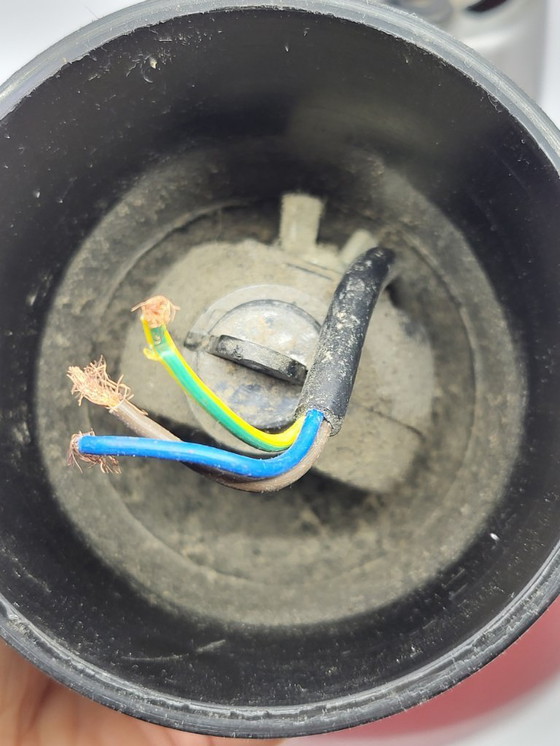 Image 1 of Vintage 1950s Red Metal Industrial Pendant Light