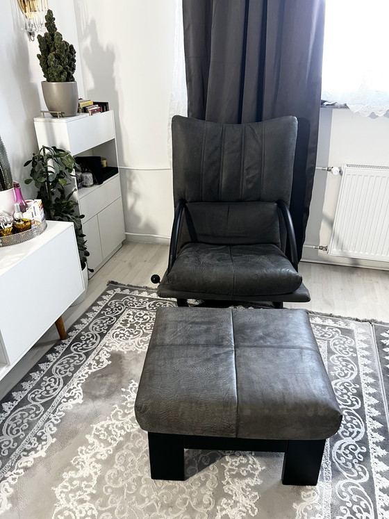 Image 1 of Poltrona lounge in pelle Rolf Benz Torino BMP, poltrona a orecchioni regolabile