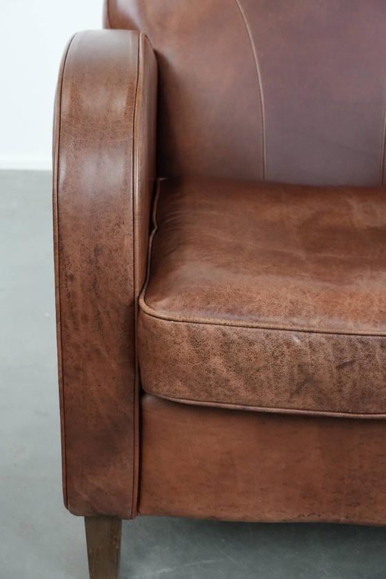 Image 1 of Art-Deco-Design-Sessel aus Rindsleder im englischen Stil