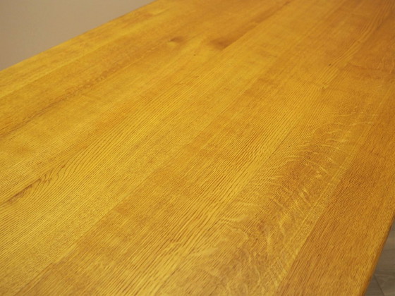 Tavolo da pranzo danese in rovere massiccio, costruzione a cavalletto, anni '60 – Tavoli da pranzo, Wood (photo 9 of 15)