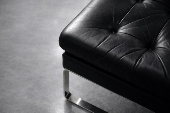 Image 1 of Vintage Mid-Century German Modern Minimalist Leather & Chrome Modular Sofa from Klöber, 1980s, Set of 4