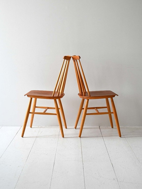 Image 1 of Coppia di sedie scandinave, faggio e mogano