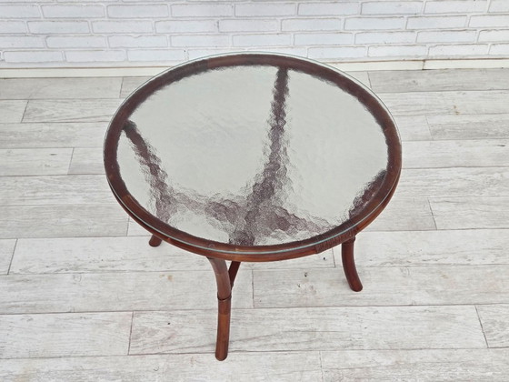 Image 1 of Ensemble de fauteuils de café danois des années 1970, en rotin et tissu nubuck.