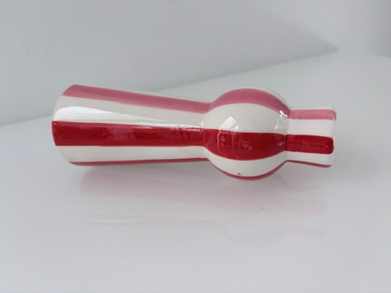 Portacandele Dipinto a Mano a Strisce Rosso-Rosa-Bianco – Ceramic (photo 8 of 9)