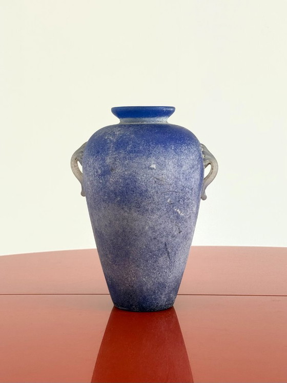 Image 1 of Vintage Murano amphora vase cobalt blue