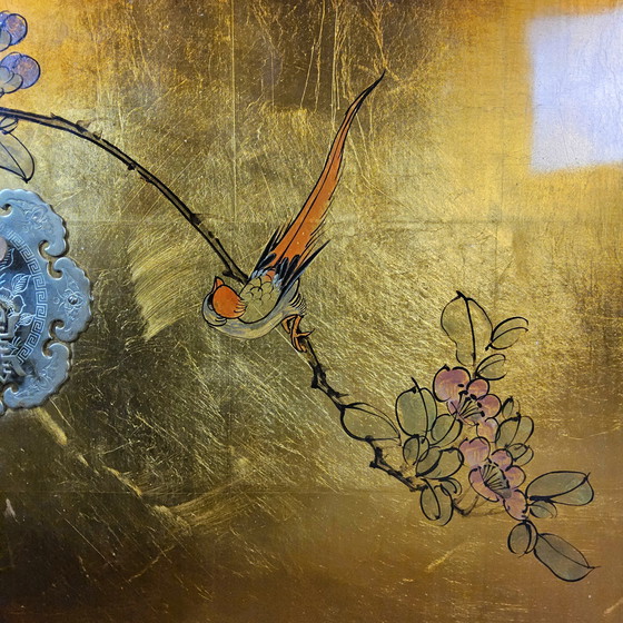 Image 1 of Vintage Chinese kast Bladgoud / Bloemen en Vogels / Bohemian / oosterse/ Aziatische kast 