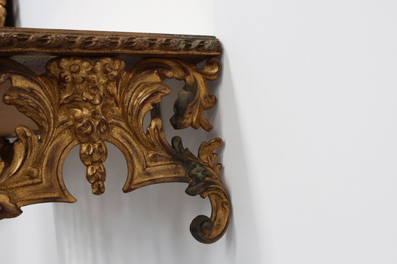 Image 1 of 20th Century Italian Baroque style gilded and carved wall console