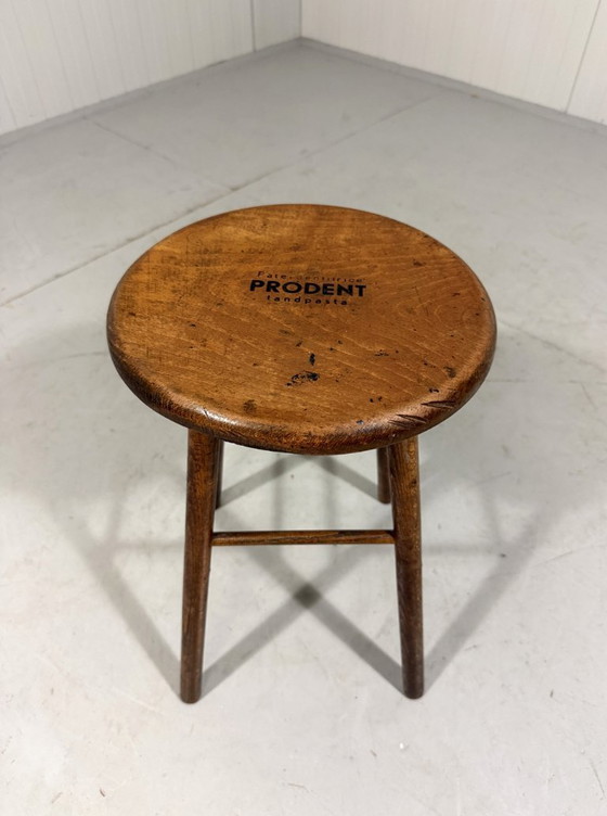 Image 1 of Houten reclame krukje van Prodent 1960's