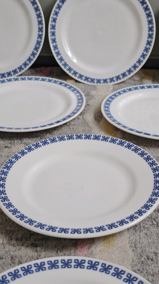 Assiettes plates vintage MOSA, design néerlandais, style moderne du milieu du siècle