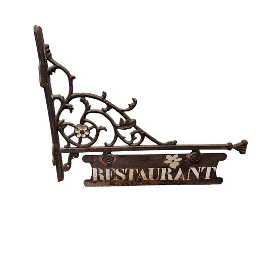 Old cast iron restaurant sign, early 1900s