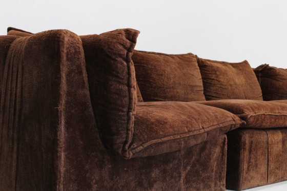 Vintage Italian Design Modular Sofa 1970s, Velvet, Brown (photo 10 of 12)