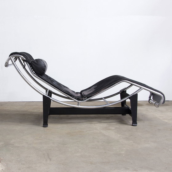 Image 1 of Lounge Chair By Cassina In Chrome With Black Pony Skin