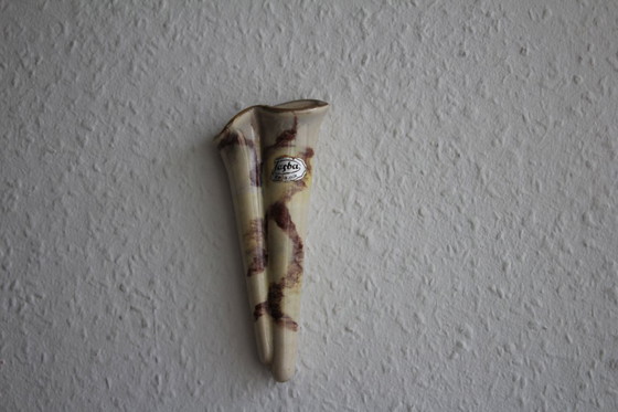 Image 1 of Narrow, elongated wall vase, Jasper ceramics, vintage 1960s