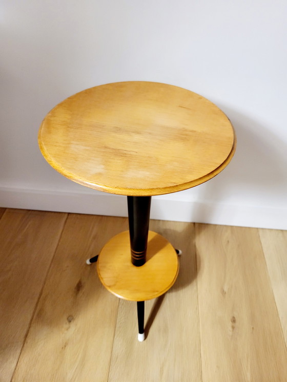 Image 1 of Tripod Vintage Plant Stand Or Table With 2 Shelves