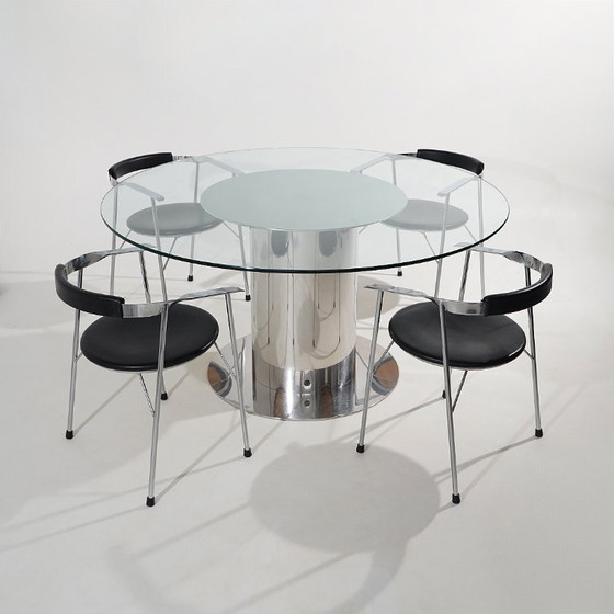 Mesa “Cidonio” de Antonia Astori para Driade, años 70 – Mesas de comedor, Glass, Metal (photo 12 of 13)