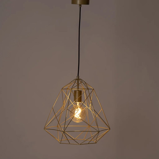 Suspension industrielle dorée - Cadre de base par QAZQA